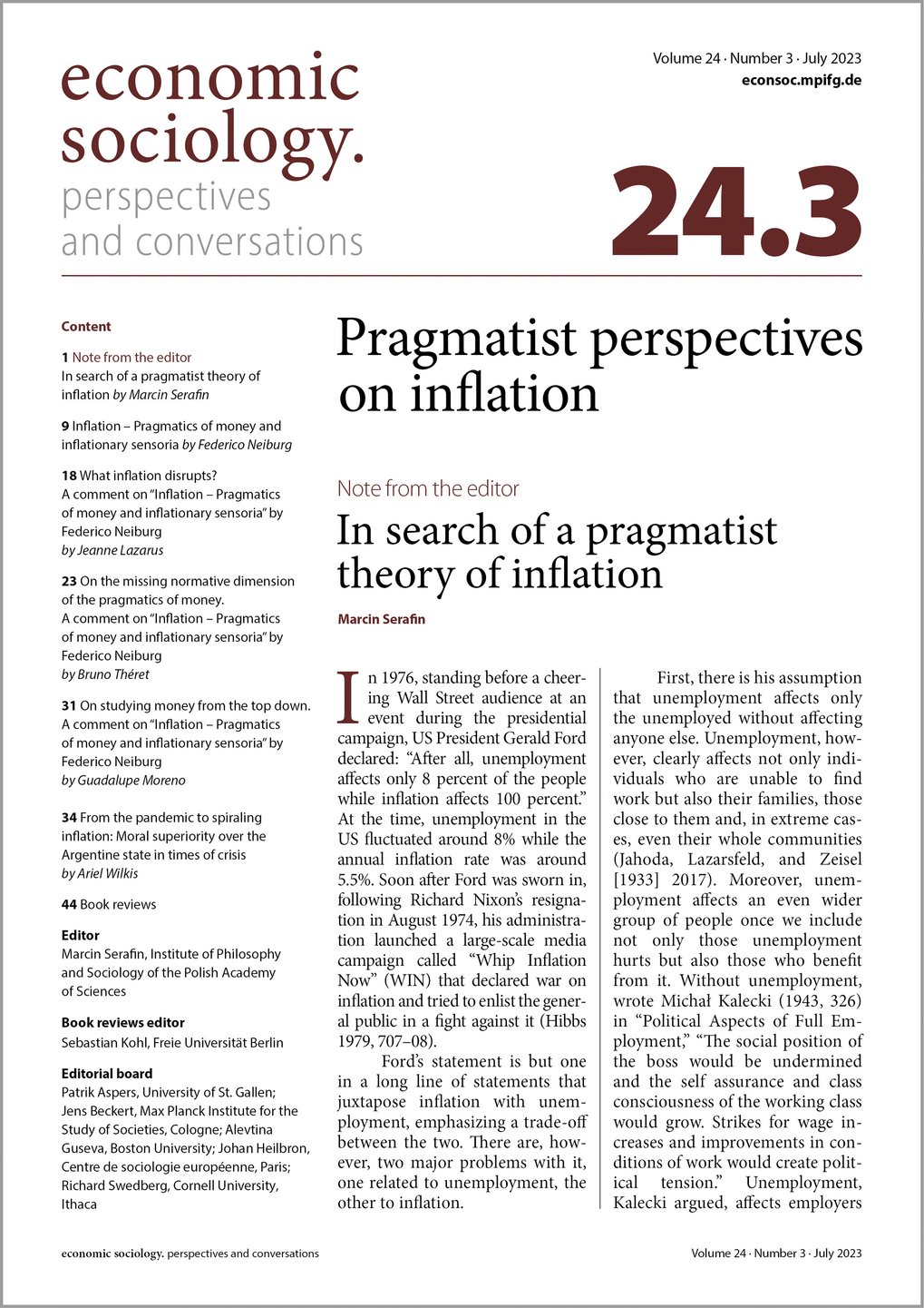 Cover of current issue