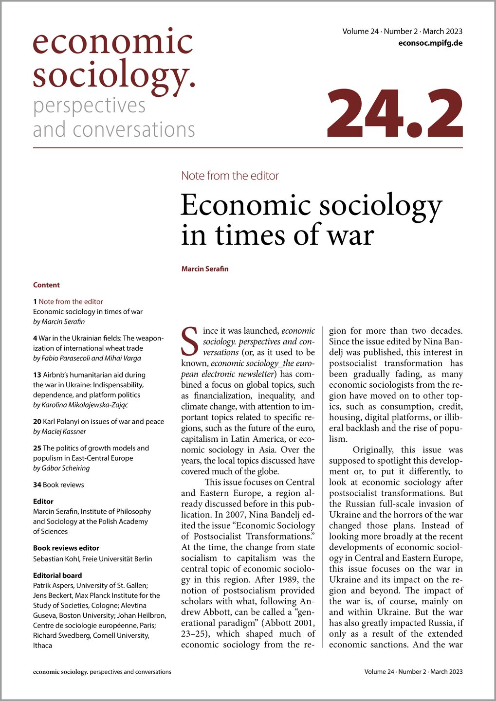 Cover of current issue