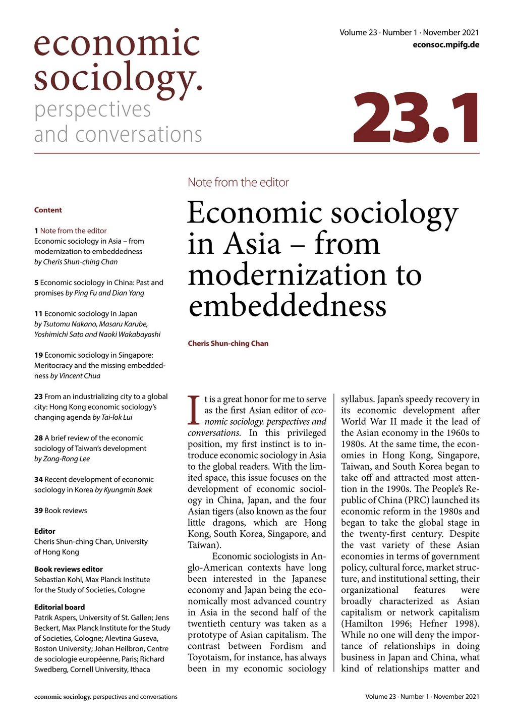 Economic sociology in Asia – from modernization to embeddedness