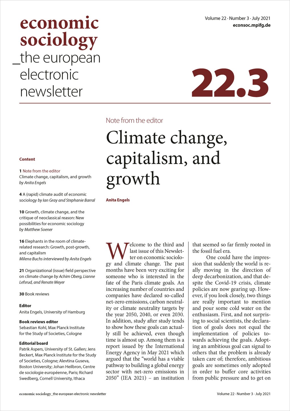 Cover of current issue