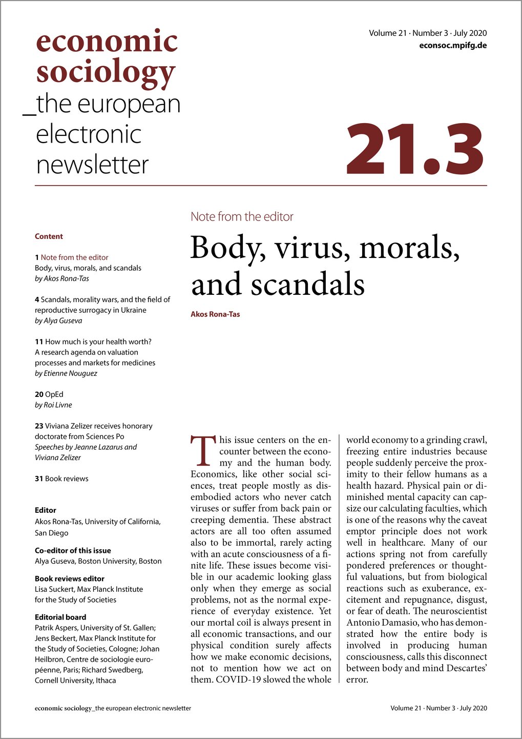 Cover of current issue