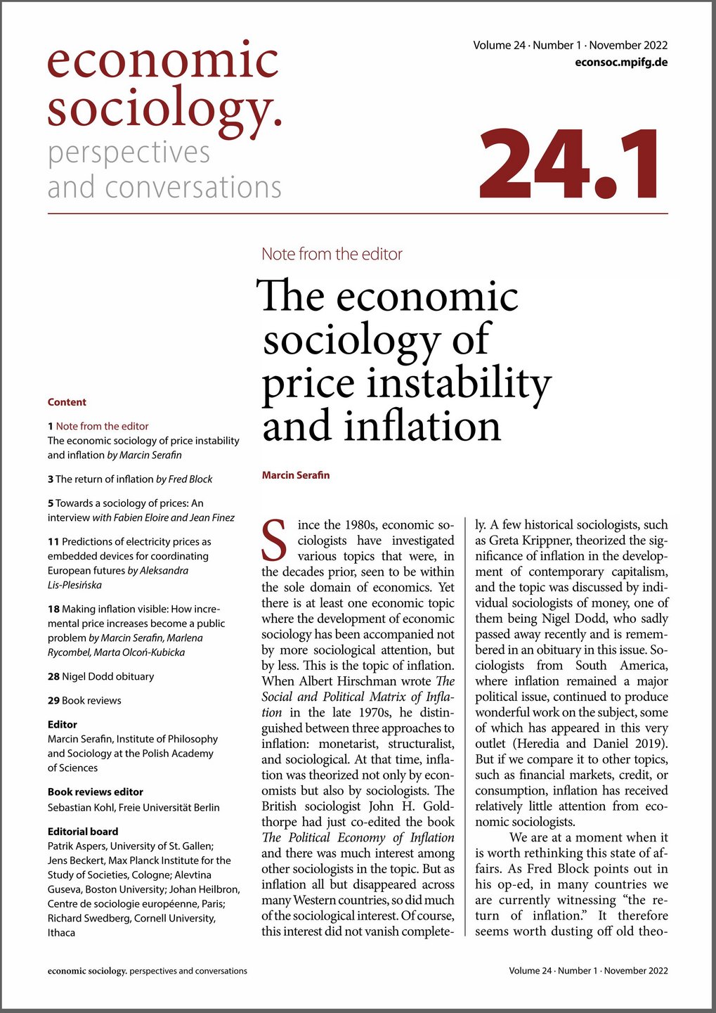 Cover of current issue