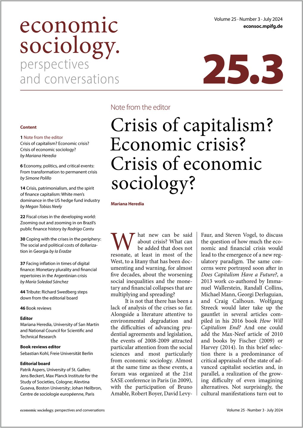 Cover image of current issue