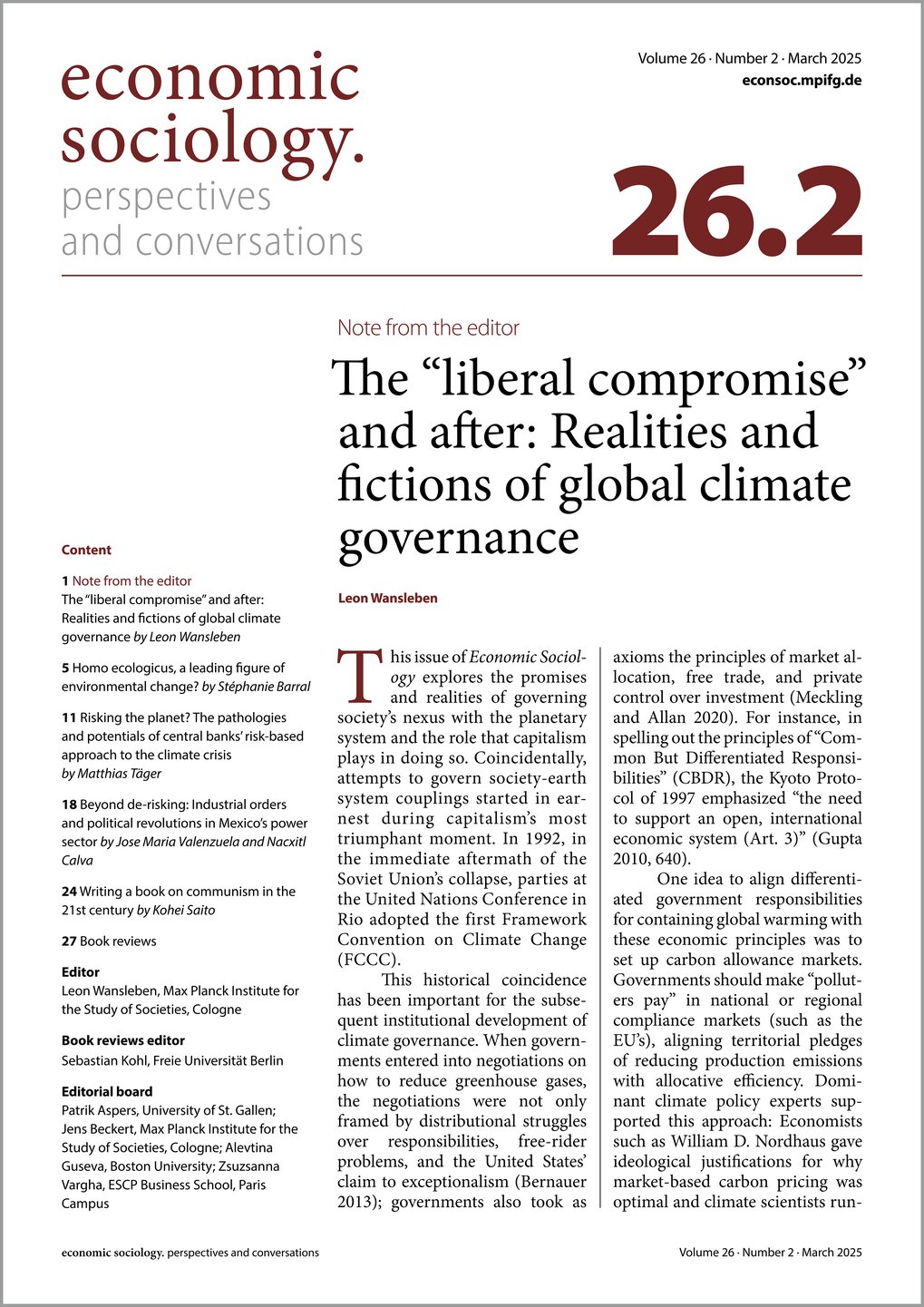 Front page of current edition