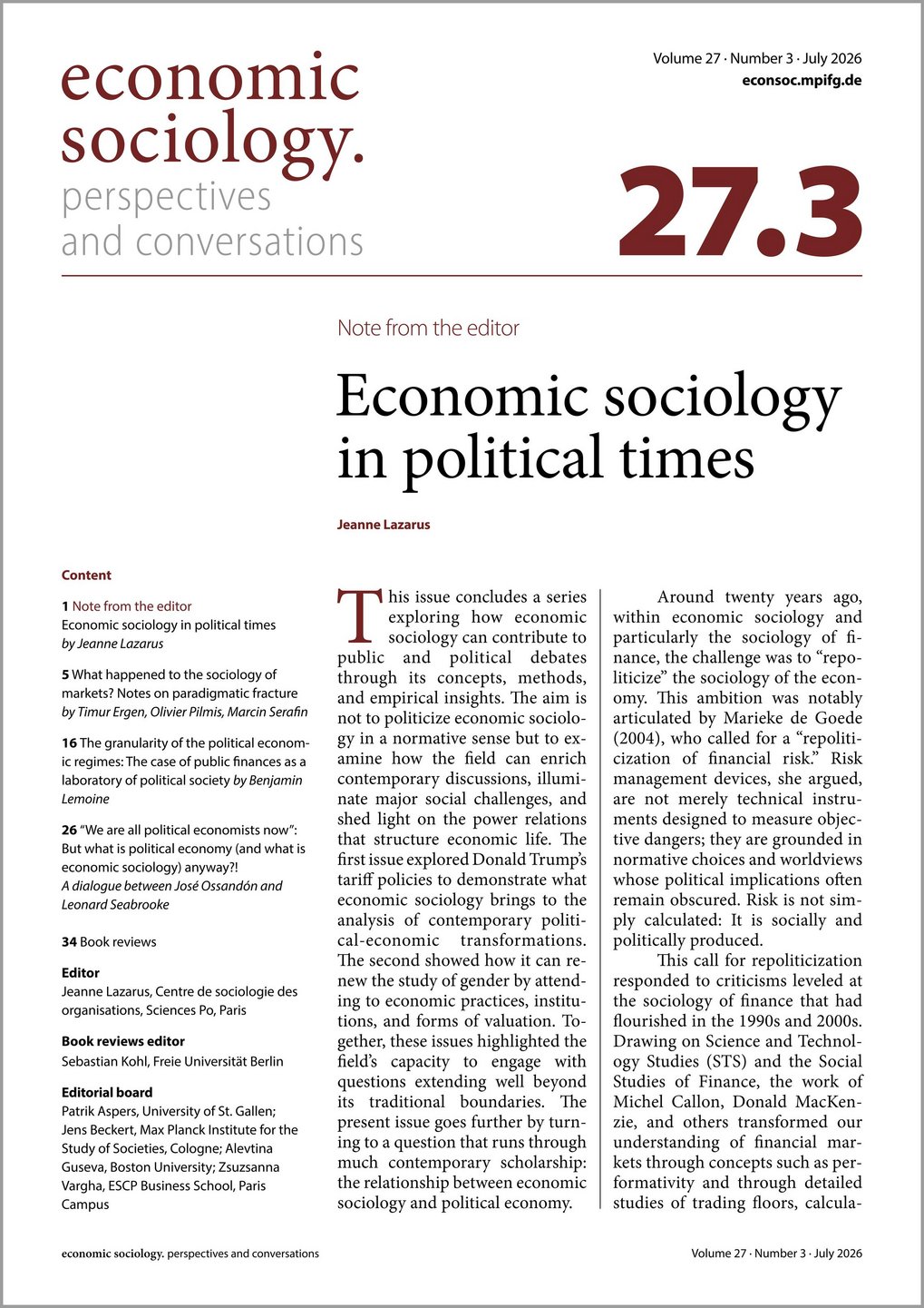 Front page of Vol 27.3